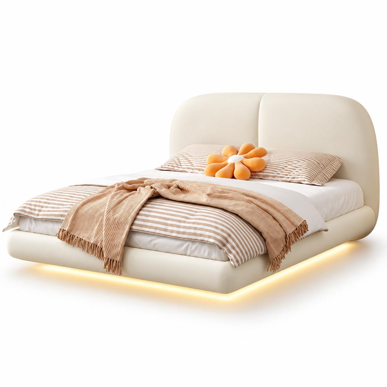 Ravento Leather Floating Bed Frame (With LED)