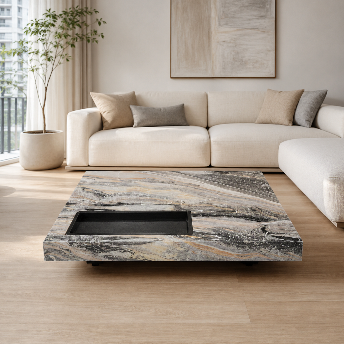 Aurevia Luxury Stone Box Coffee Table