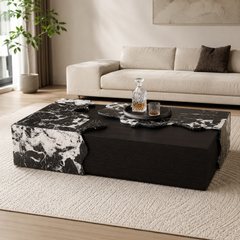 Liorenne Luxury Stone Bvlgari Black Creative Rectangular Coffee Table