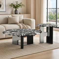 Wenora Luxury Stone Beliy Coffee Table Set