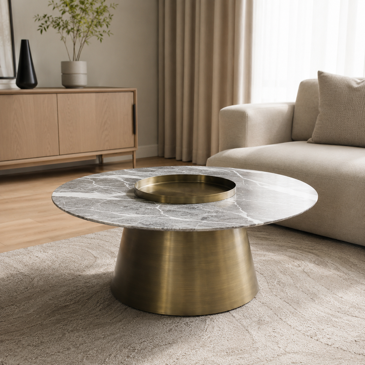 Tavielle Luxury Stone Natural Marble Beliy Coffee Table