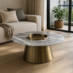 Tavielle Luxury Stone Natural Marble Beliy Coffee Table