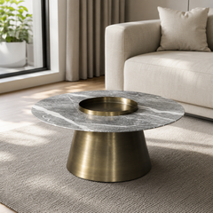 Tavielle Luxury Stone Natural Marble Beliy Coffee Table