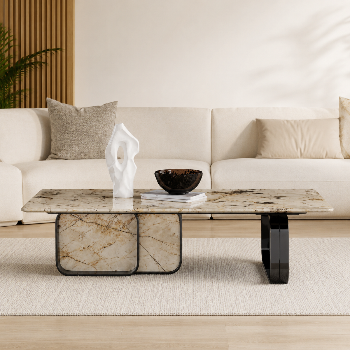 Pervelle Luxury Stone Carrara Coffee Table