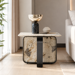 Savienne Luxury Stone Carrara Side Table