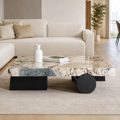 Yvelora Luxury Stone Carrara Box Coffee Table