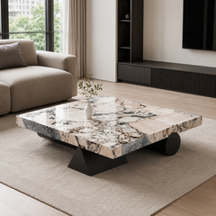 Yvelora Luxury Stone Carrara Box Coffee Table