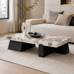 Zarelle Luxury Stone Carrara Rectangular Coffee Table