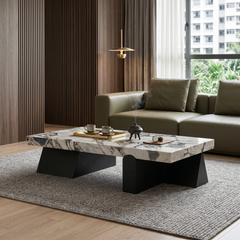 Zarelle Luxury Stone Carrara Rectangular Coffee Table