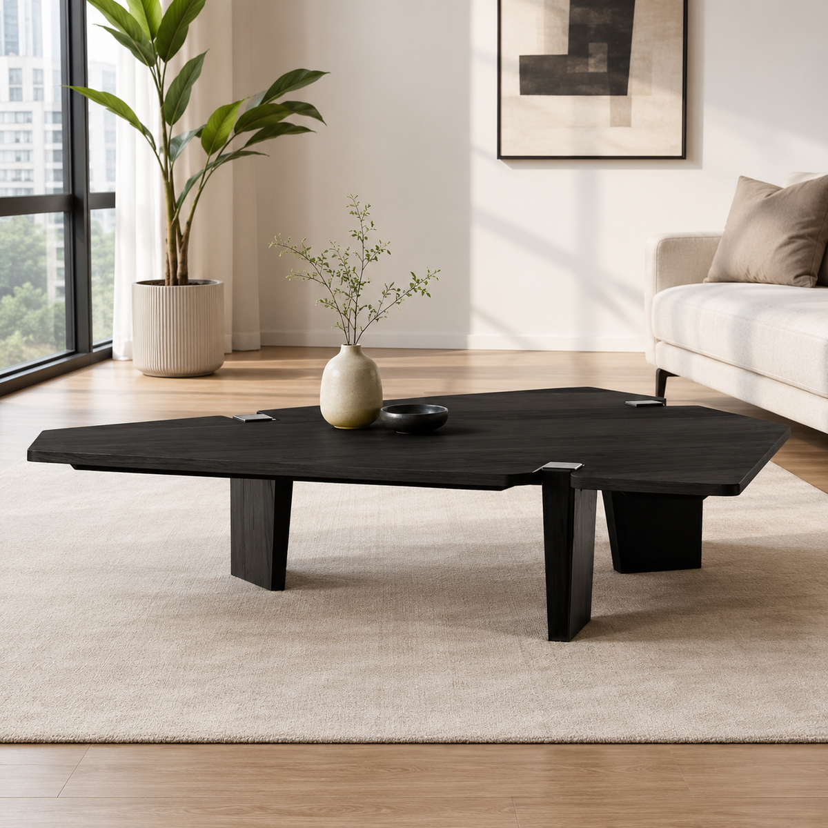 Corvienne Luxury Stone Jacob Three-Sided Coffee Table