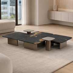 Lunavelle Luxury Stone Cosmic Gold Tetris Coffee Table