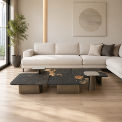Lunavelle Luxury Stone Cosmic Gold Tetris Coffee Table