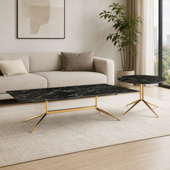 Norevia Luxury Stone Amber Coffee Table Set