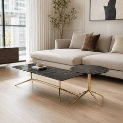 Norevia Luxury Stone Amber Coffee Table Set