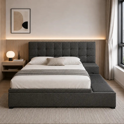 Covelle Fabric Platform Storage Bed Frame (Water Repellent)