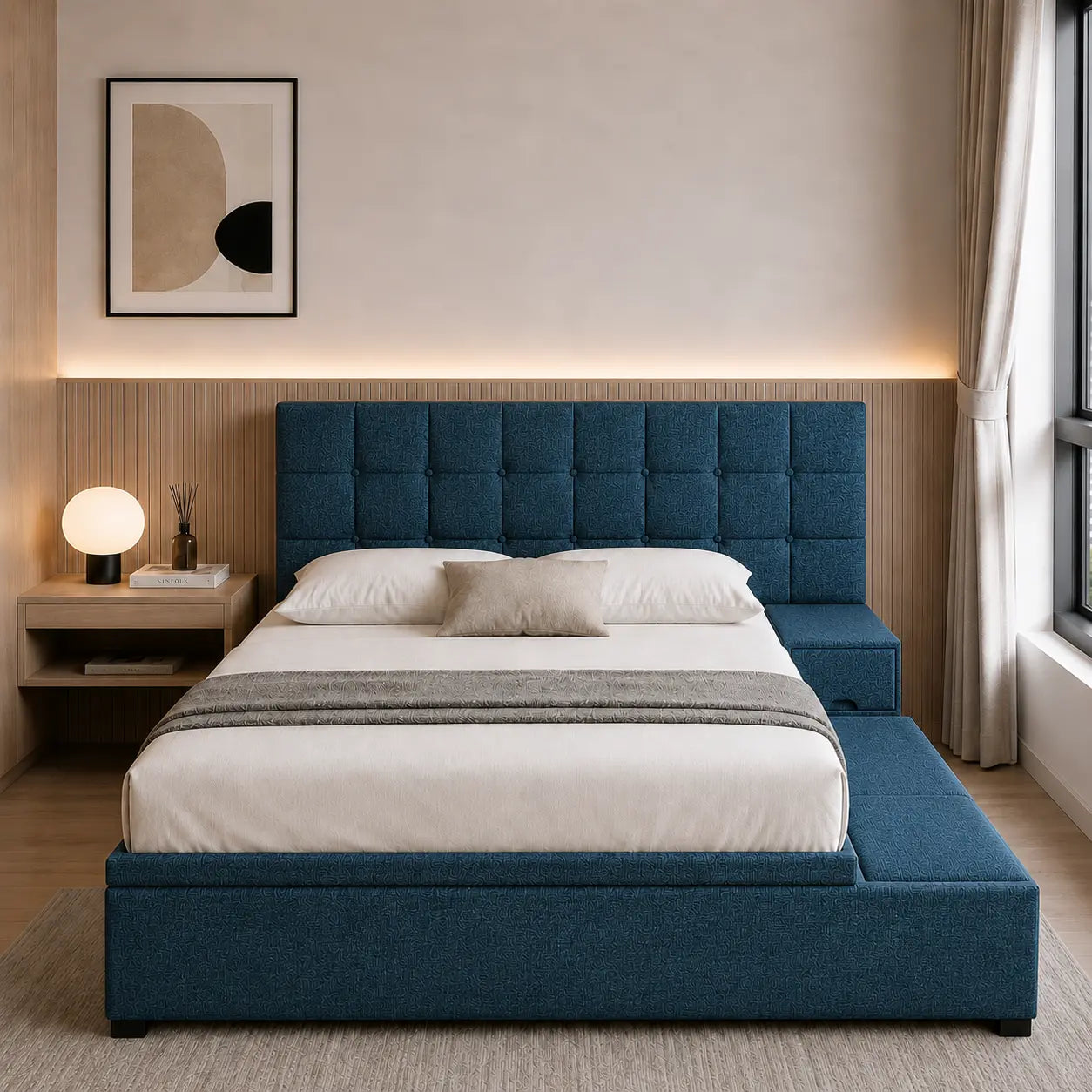 Covelle Fabric Platform Storage Bed Frame (Water Repellent)