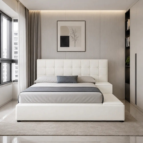 Covelle Faux Leather Platform Storage Bed Frame