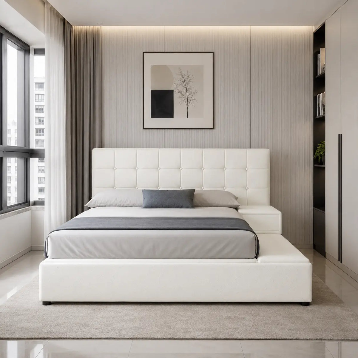 Covelle Faux Leather Platform Storage Bed Frame
