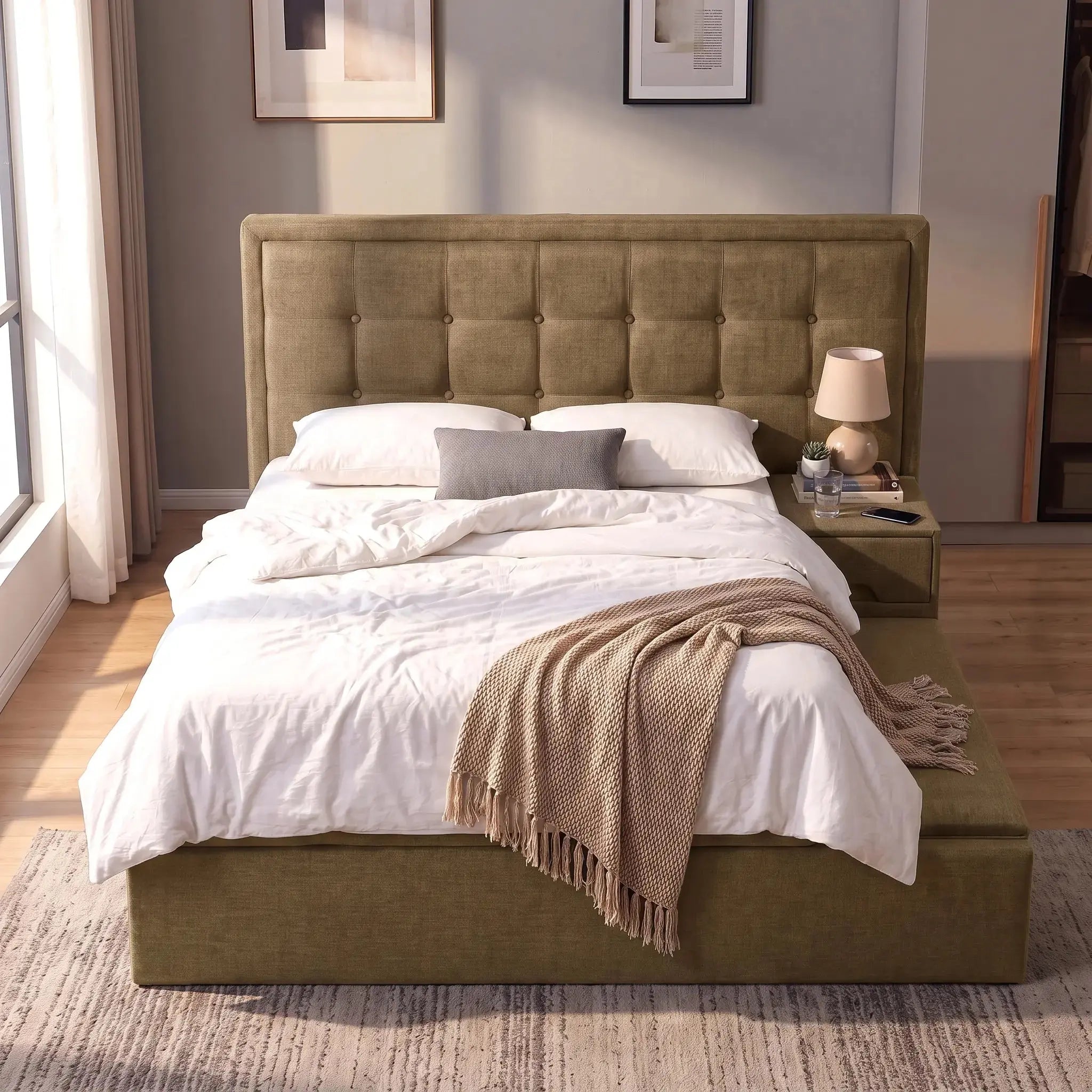 Covelle Fabric Platform Storage Bed Frame (Water Repellent) ARS