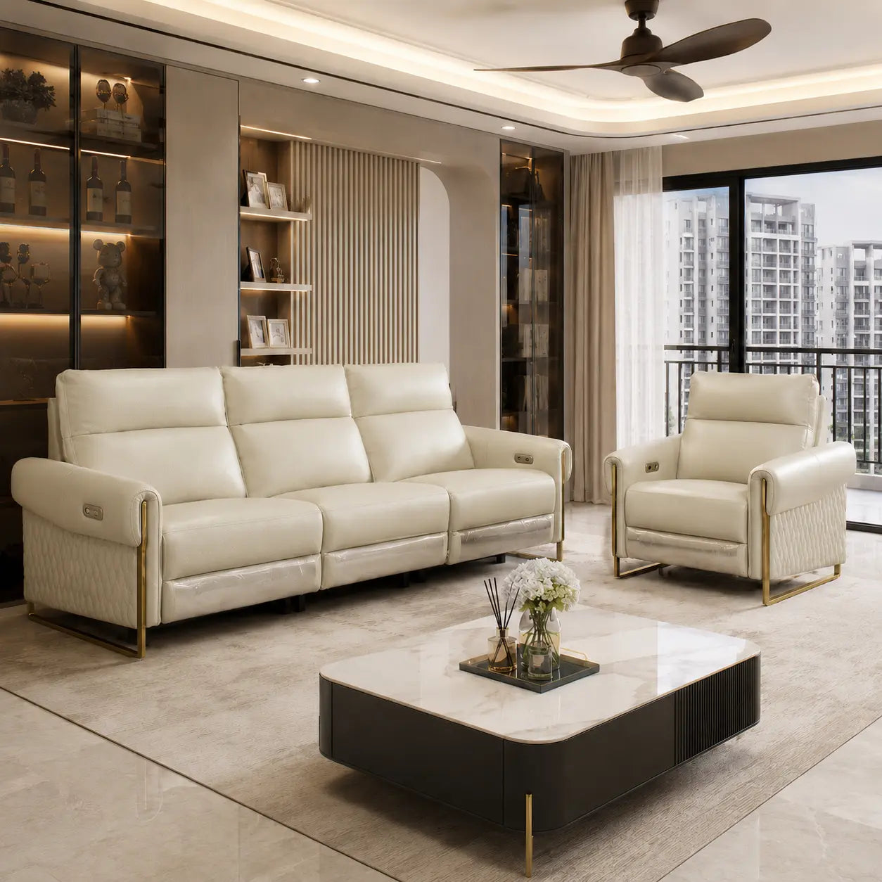 Tavero Genuine Leather Recliner Sofa MB
