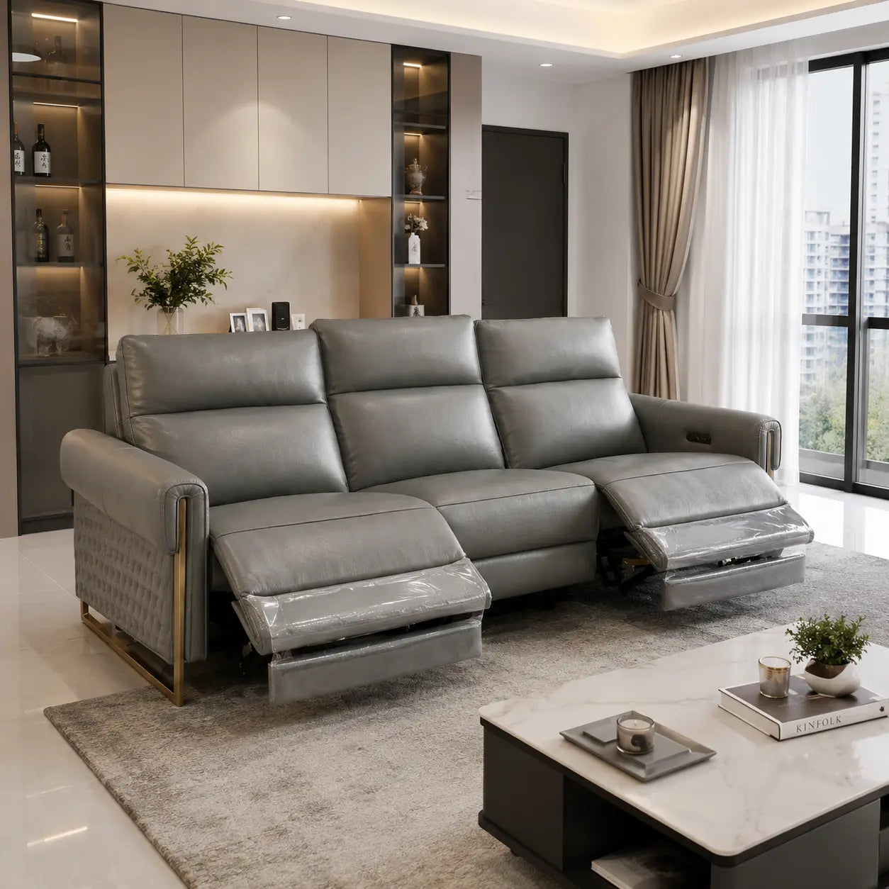 Tavero Genuine Leather Recliner Sofa MB