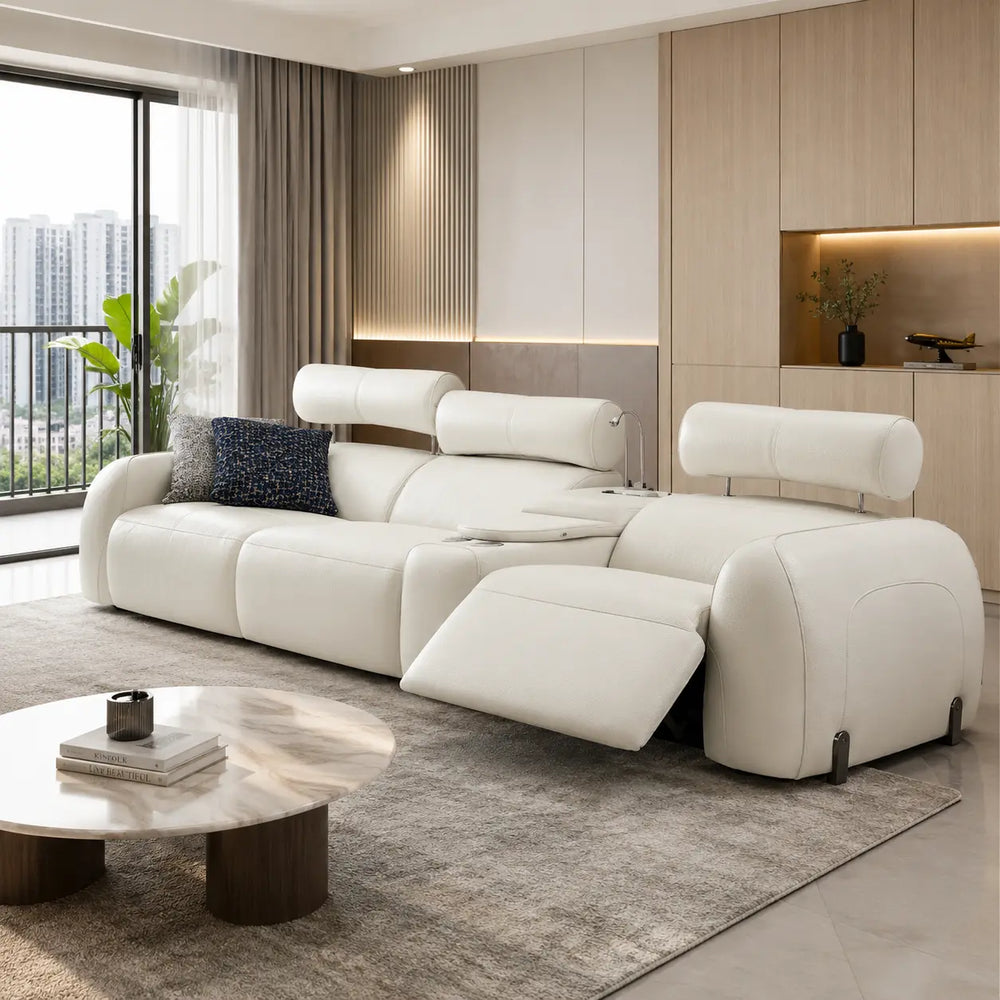 Avellia Genuine Leather Recliner Sectional Sofa MB