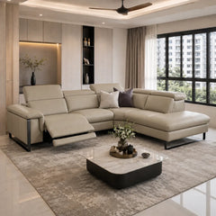 Solvion Genuine Leather Recliner Sectional Sofa MB
