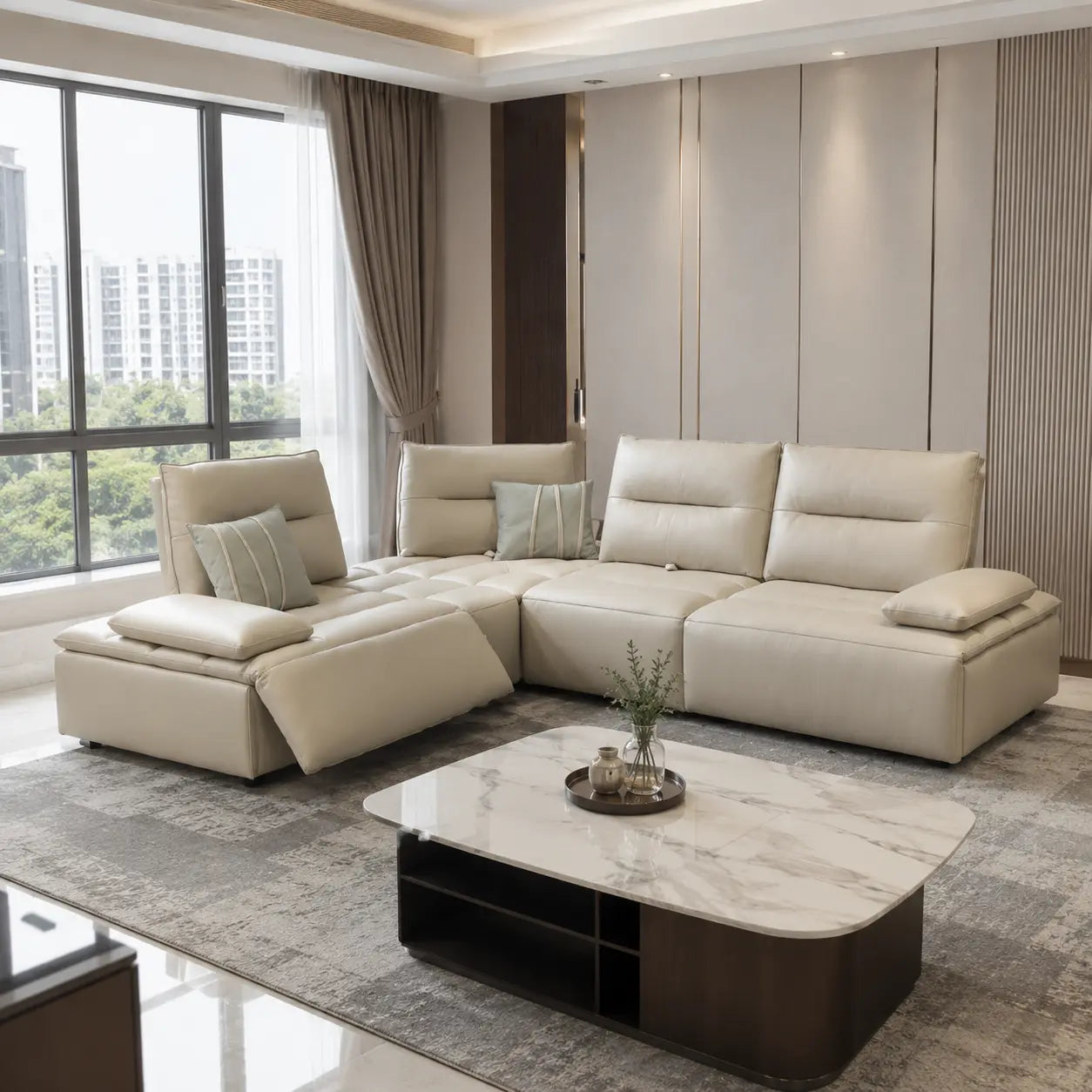 Corlina Genuine Leather Recliner Sectional Sofa MB