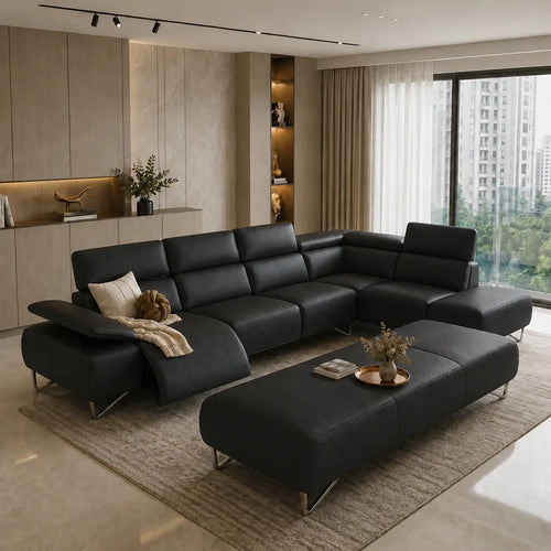 Celique Genuine Leather Recliner Sectional Sofa MB