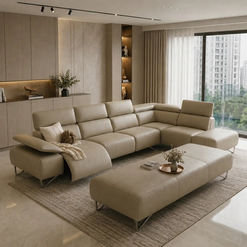 Celique Genuine Leather Recliner Sectional Sofa MB