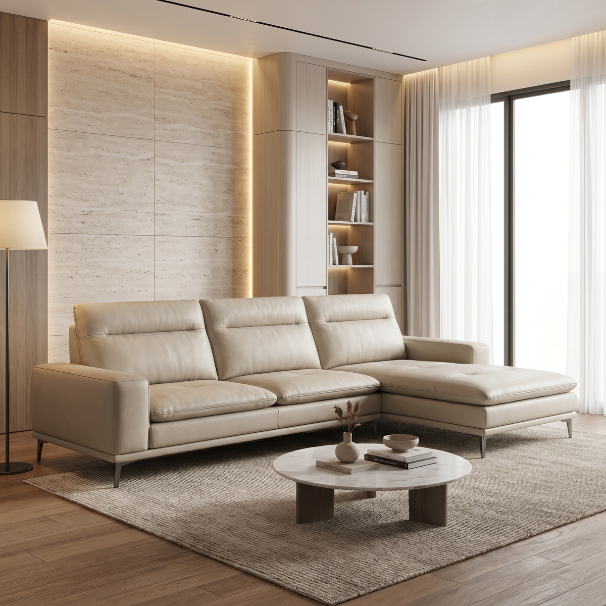 Merique Genuine Leather Sectional Sofa MB