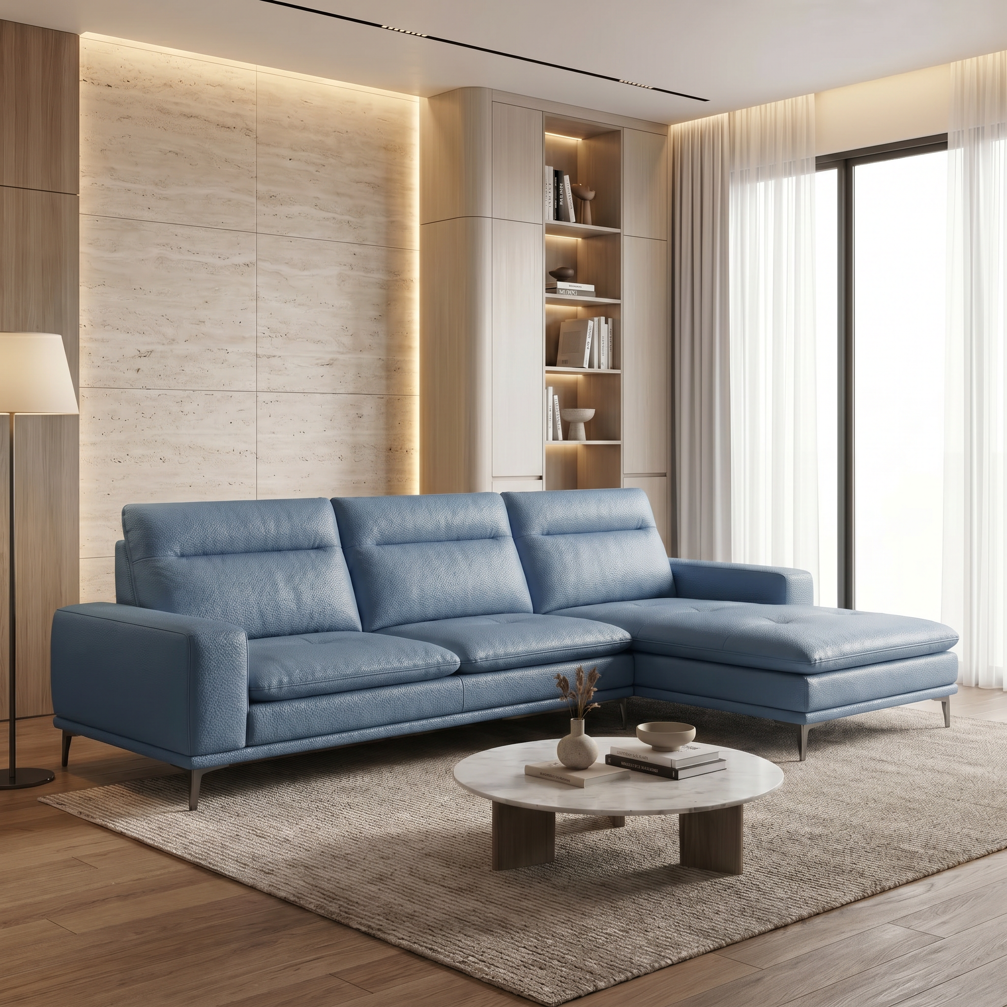 Merique Genuine Leather Sectional Sofa MB