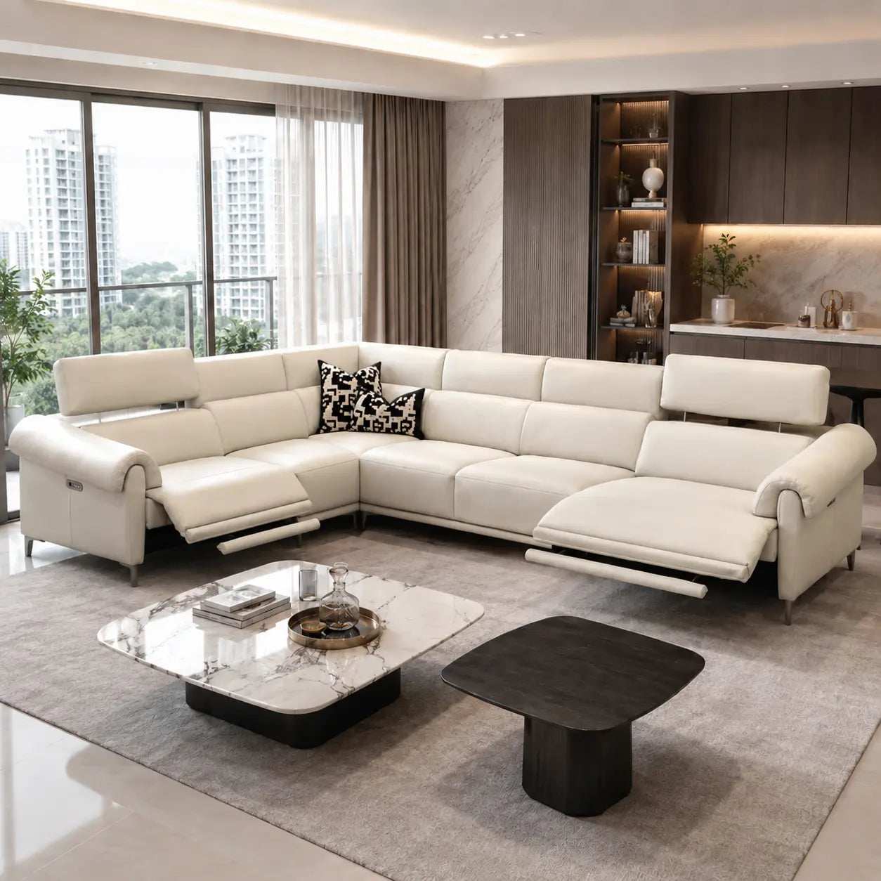 Oresta Genuine Leather Recliner Sectional Sofa MB