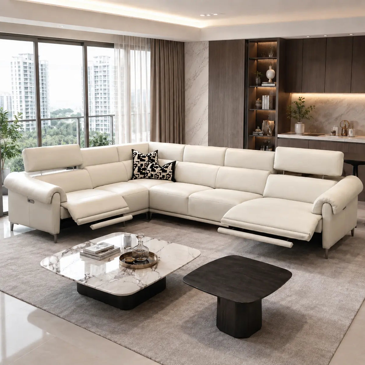 Oresta Genuine Leather Recliner Sectional Sofa MB