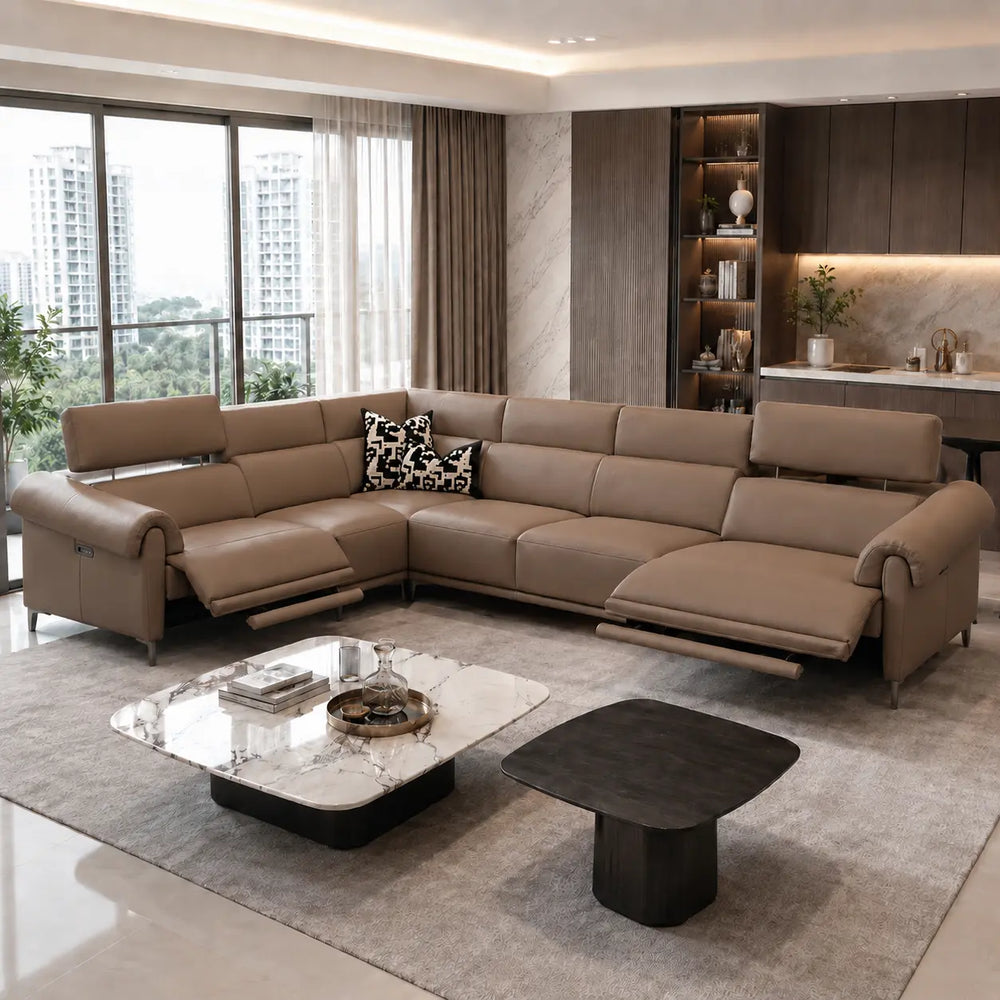 Oresta Genuine Leather Recliner Sectional Sofa MB
