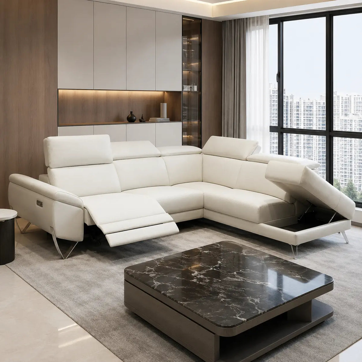 Asterelle Genuine Leather Recliner Sectional Sofa MB