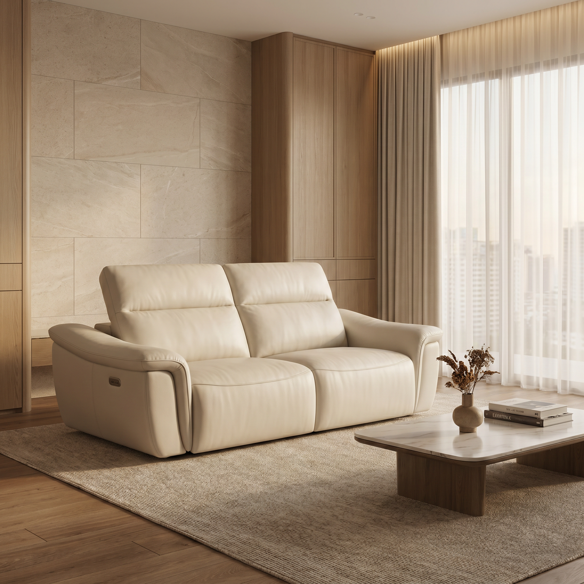 Dovellea Genuine Leather Recliner Sofa MB