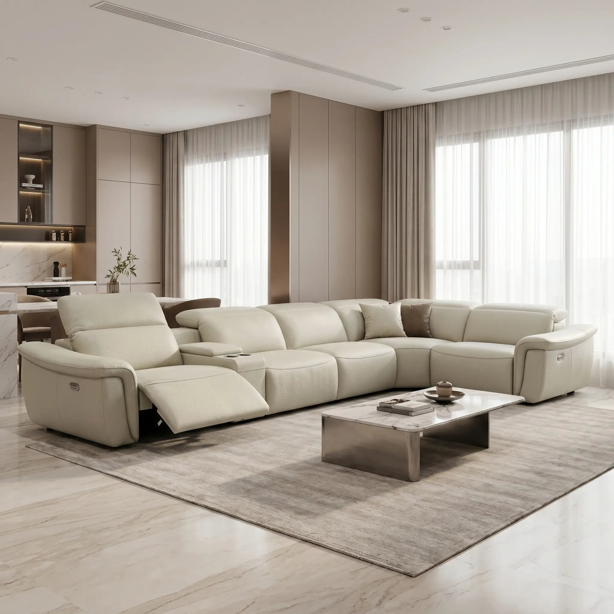 Dormelle Genuine Leather Recliner Sectional Sofa MB