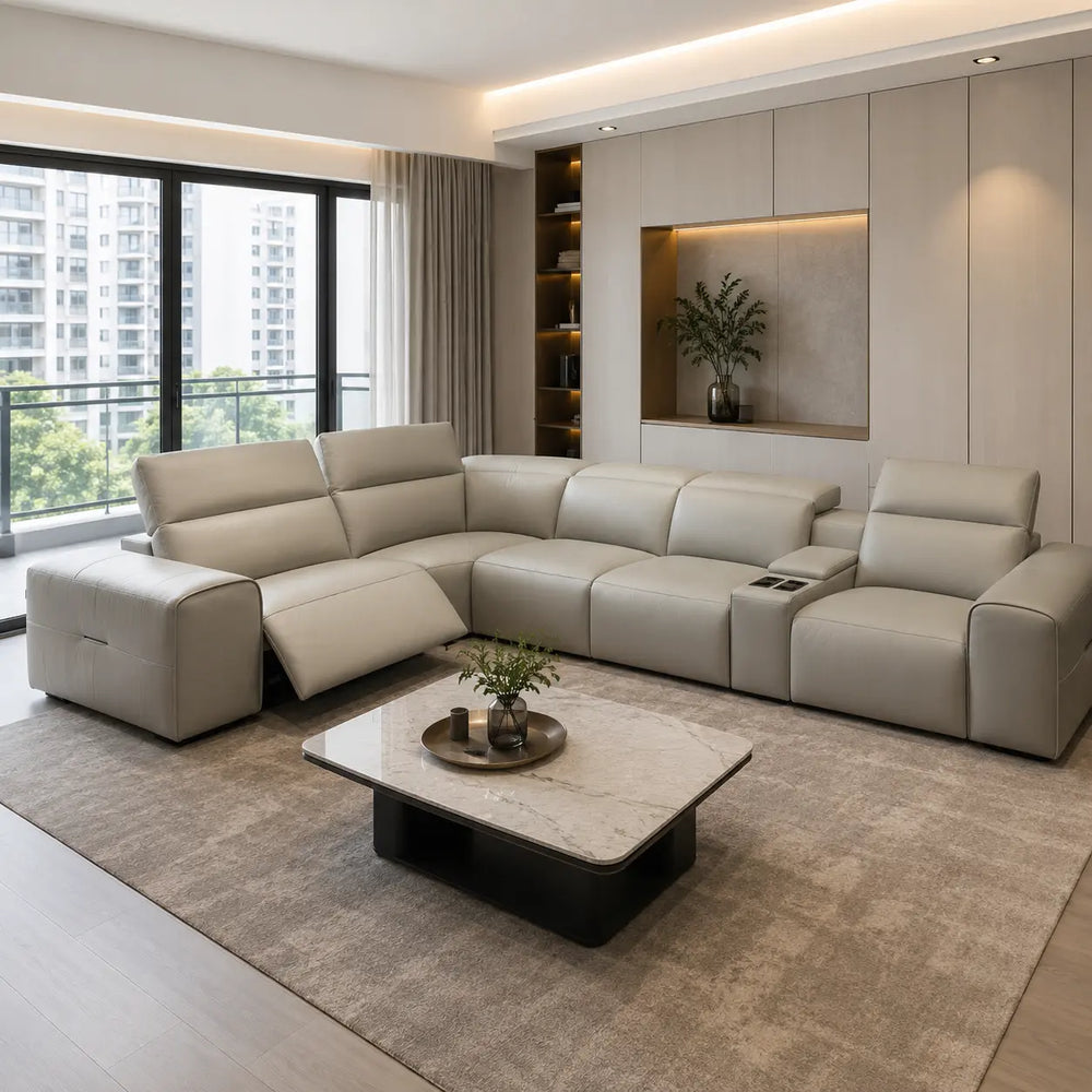 Vintelle Genuine Leather Recliner Sectional Sofa MB