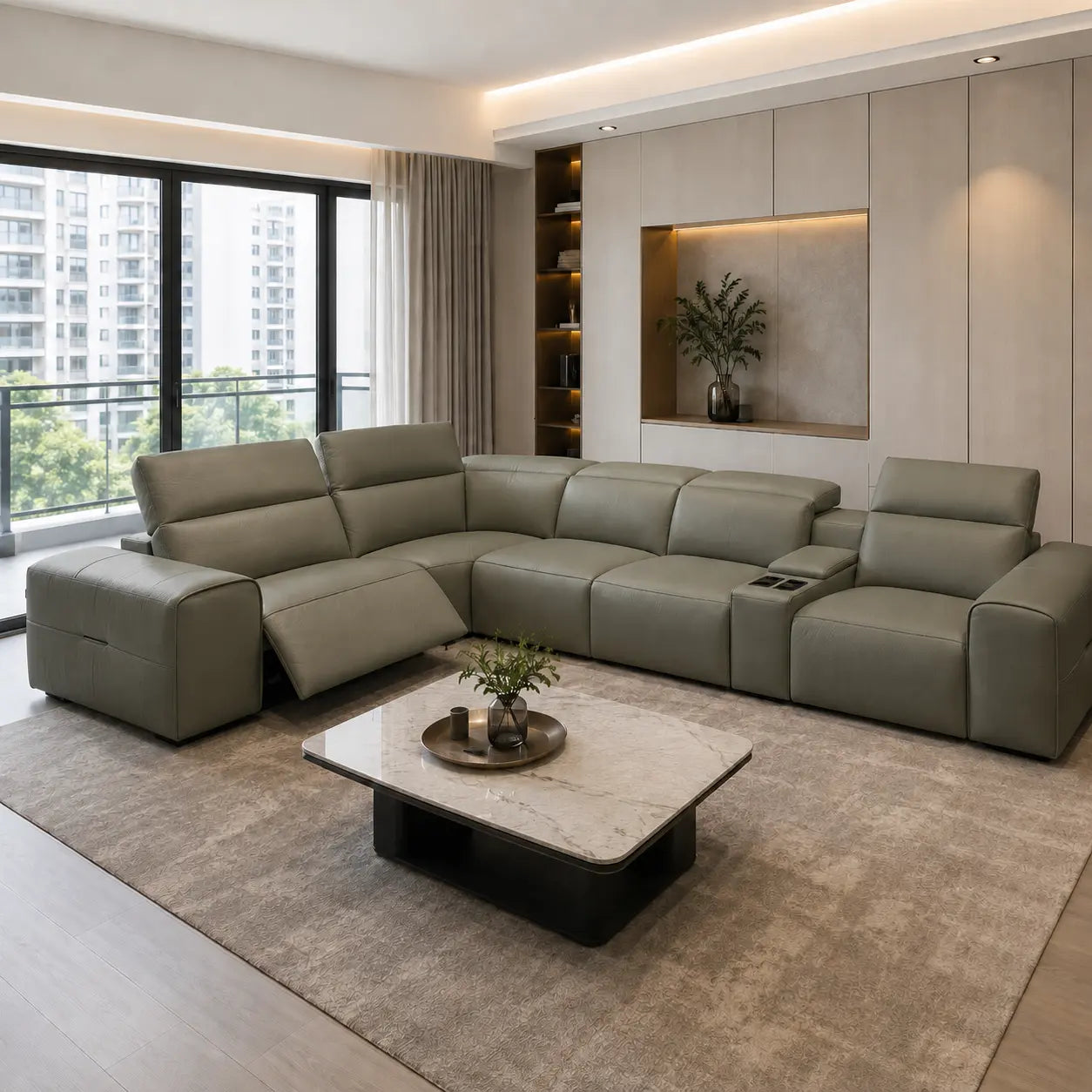 Vintelle Genuine Leather Recliner Sectional Sofa MB