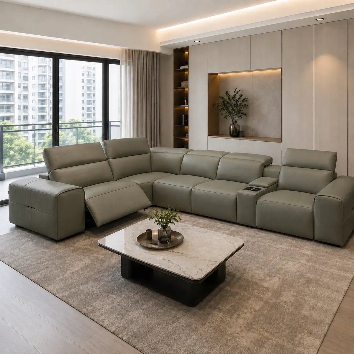 Vintelle Genuine Leather Recliner Sectional Sofa MB