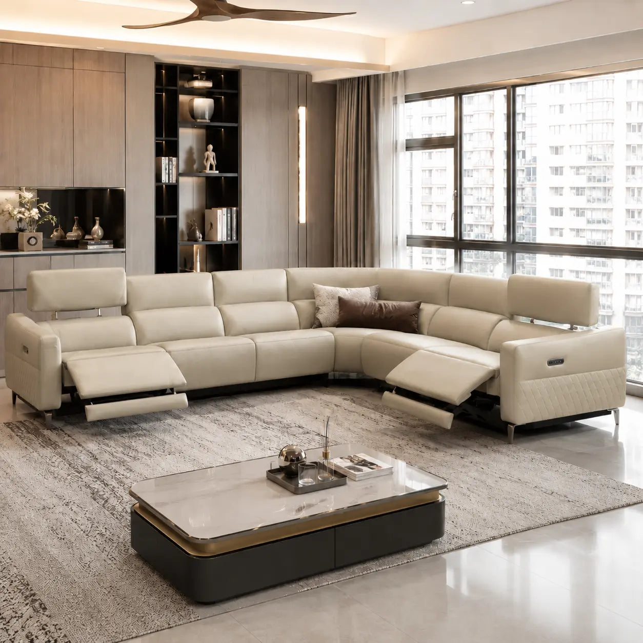 Brinova Genuine Leather Recliner Sectional Sofa MB