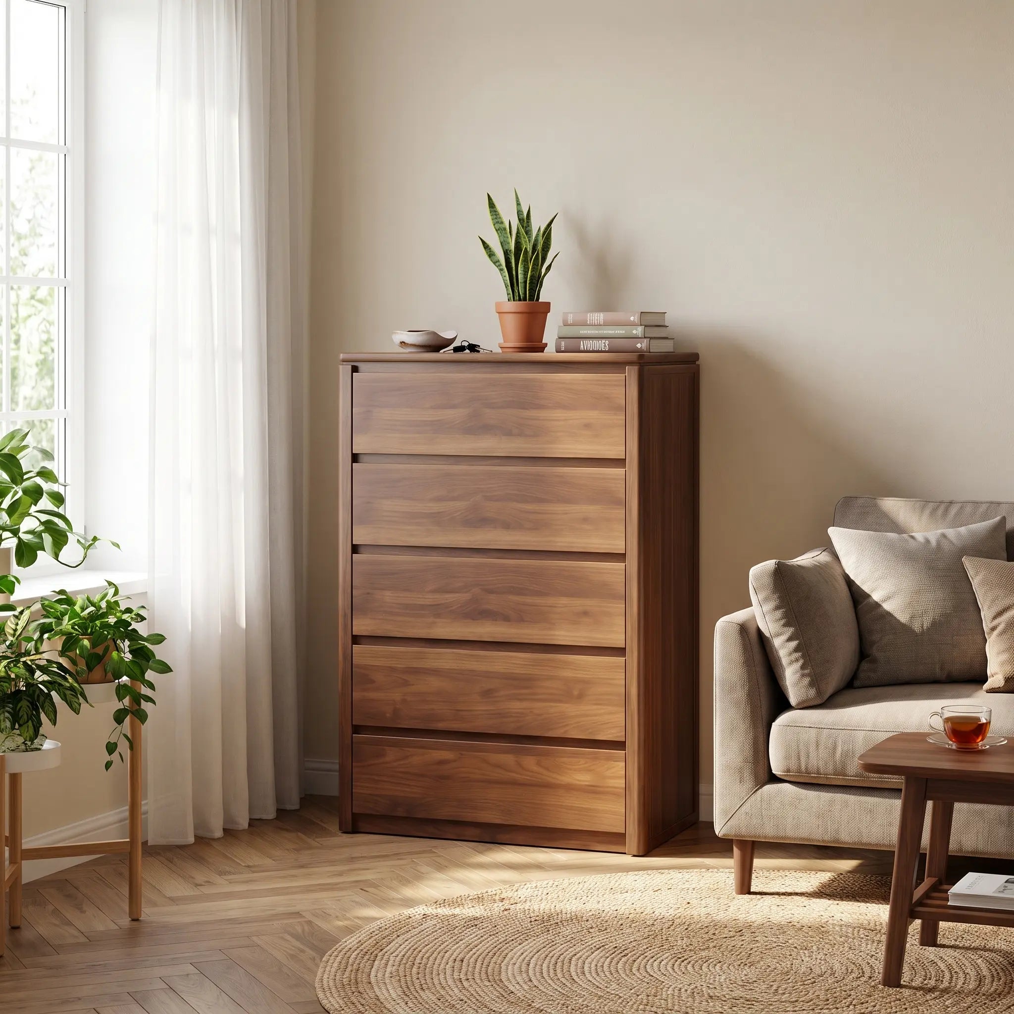 Querivo Wooden Chest of Drawer (5 Drawers)
