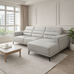 Lumo Genuine Leather Adjustable Headrest L-Shaped Sofa