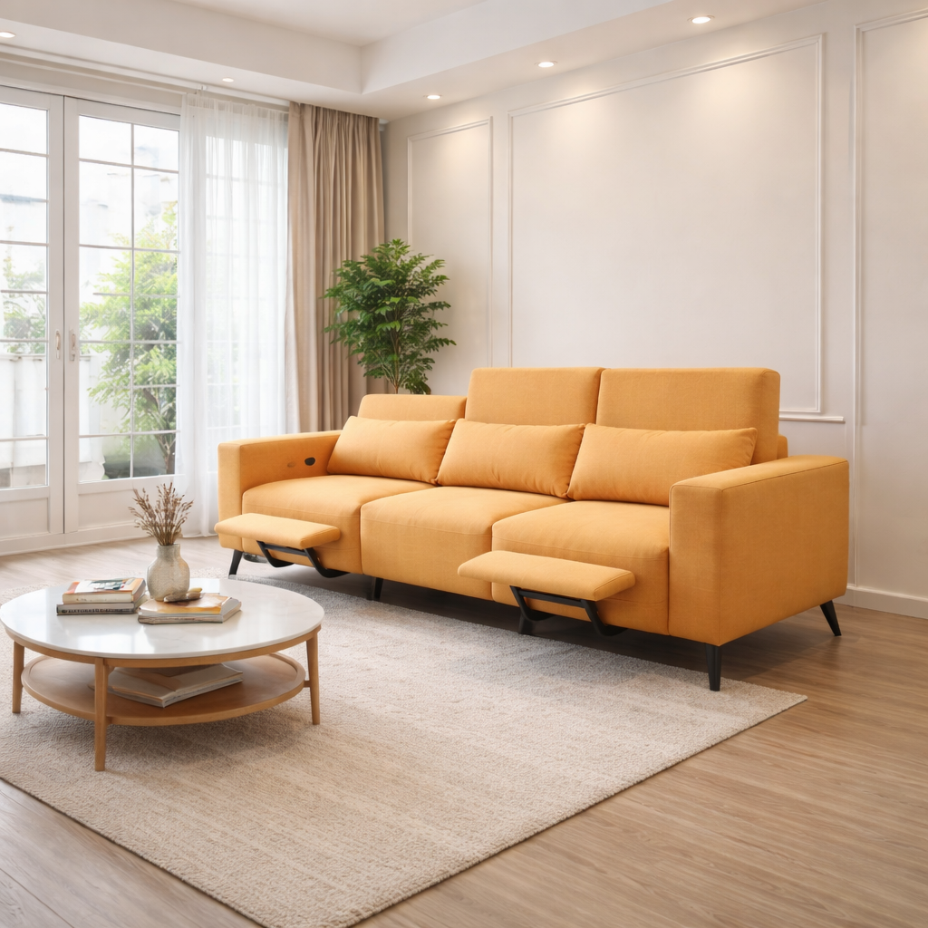 Shoalis Fabric Adjustable Legrest & Backrest Sofa (Pet Friendly & Easy Clean)