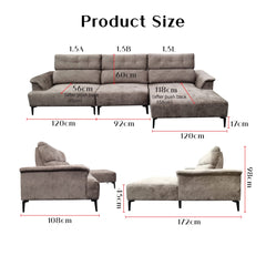 Armon Fabric Adjustable Backrest L-Shaped Sofa (Pet Friendly & Easy Clean)