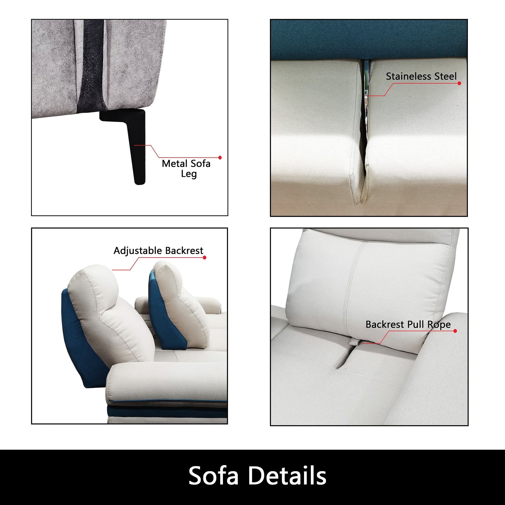 Orrian Fabric Adjustable Backrest L-Shaped Corner Sofa (Pet Friendly & Easy Clean)