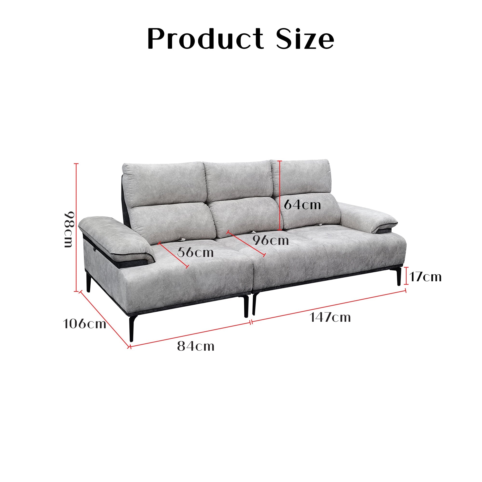 Orrian Fabric Adjustable Backrest Sofa (Pet Friendly & Easy Clean)