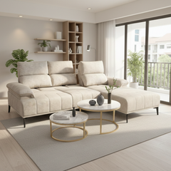 Orrian Fabric Adjustable Backrest L-Shaped Sofa (Pet Friendly & Easy Clean)