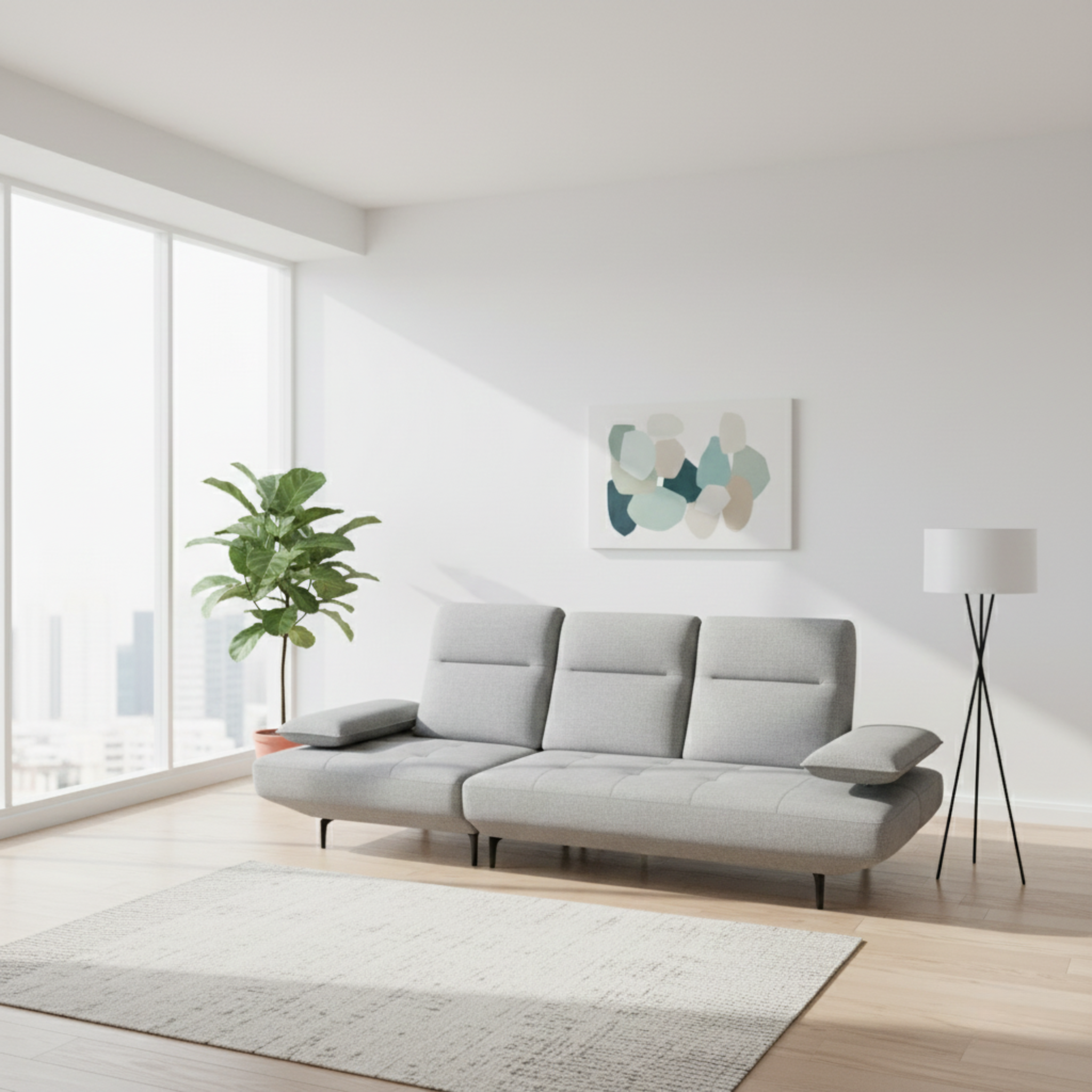 Arvel Fabric Adjustable Backrest & Armrest Sofa (Pet Friendly & Easy Clean)